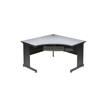 Interion    Curved Corner Desk, Gray, 48W X 48D X 30H